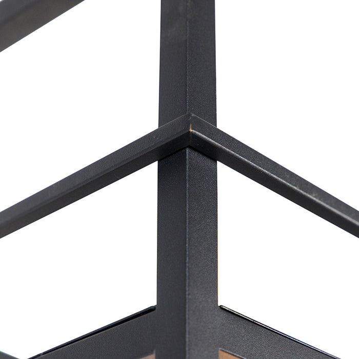 QAZQA Industriële hanglamp zwart met rek large 4-lichts - Cage Rack
