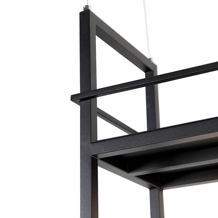 QAZQA Industriële hanglamp zwart met rek large 4-lichts - Cage Rack