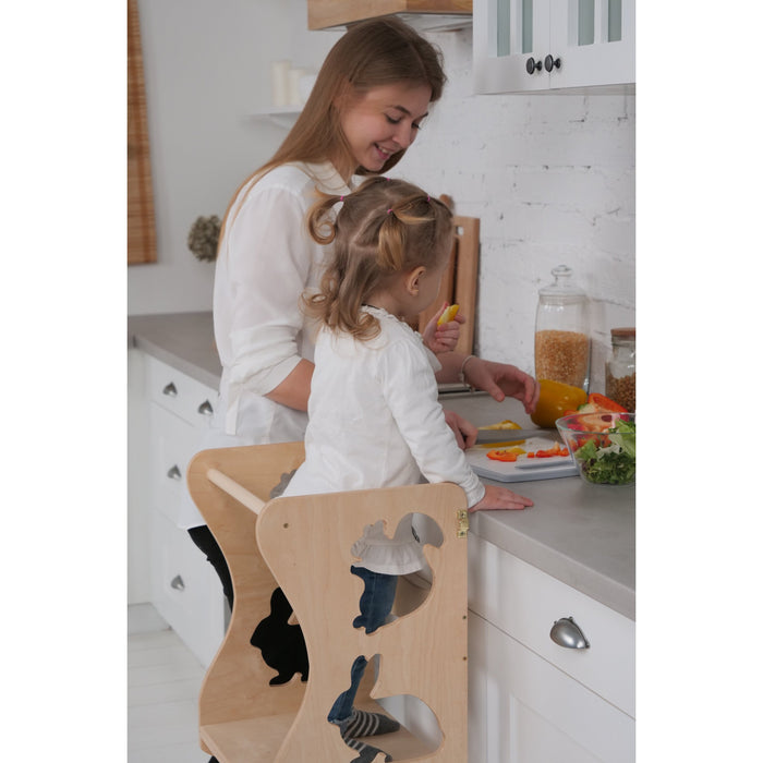 W&H houten multifunctionele keuken opstap voor kinderen - dieren