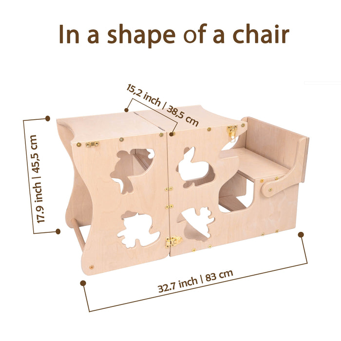 W&H houten multifunctionele keuken opstap voor kinderen - dieren
