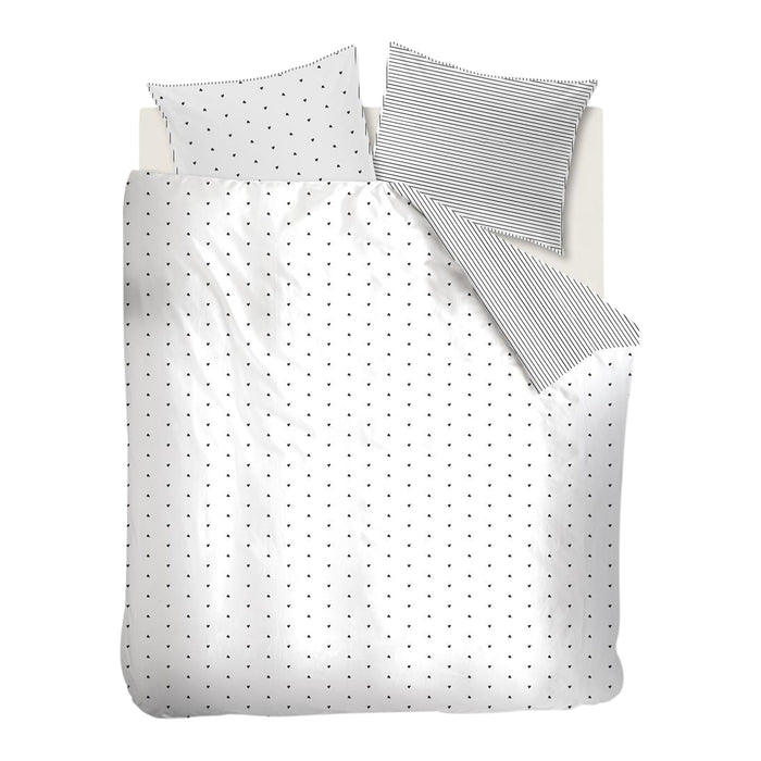 vtwonen Striped Hearts Dekbedovertrek 240 x 200/220 cm - Zwart/Wit