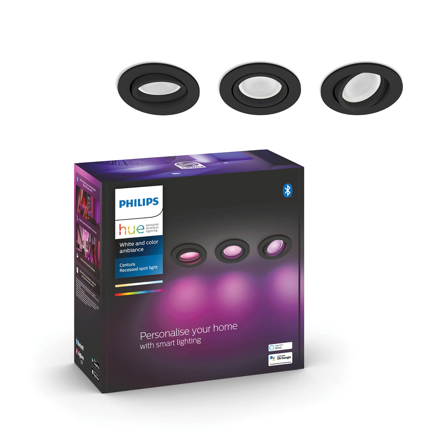 Philips Hue Centura Inbouwspot - GU10 - 3-pack