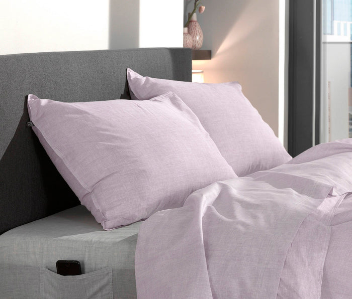Zo Home Lino Kussensloop Linnen Look grey lilac