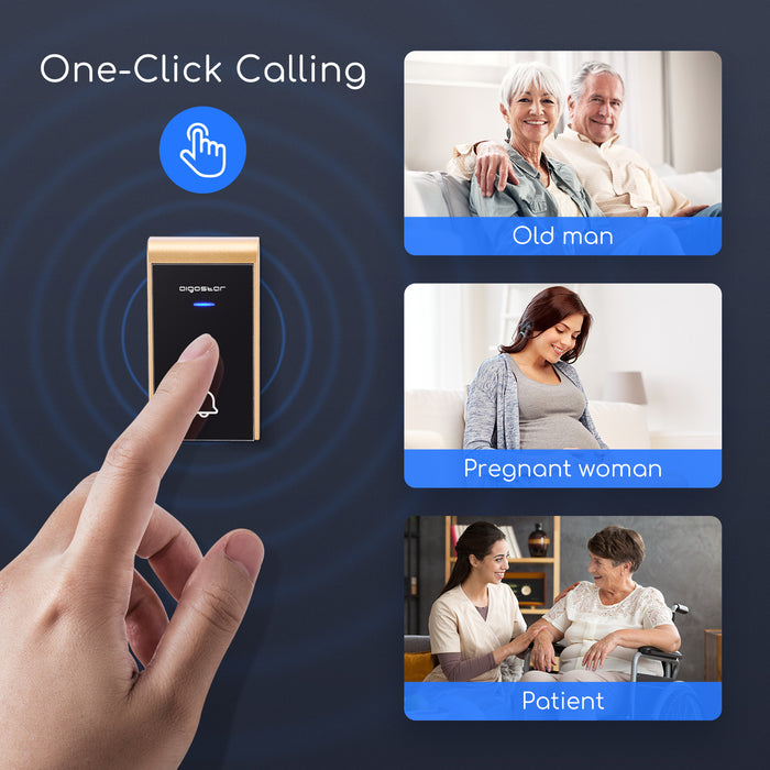 Aigostar Draadloze Deurbel  - Plug&Play 3 Regelbaar volume -Zwart|Goud