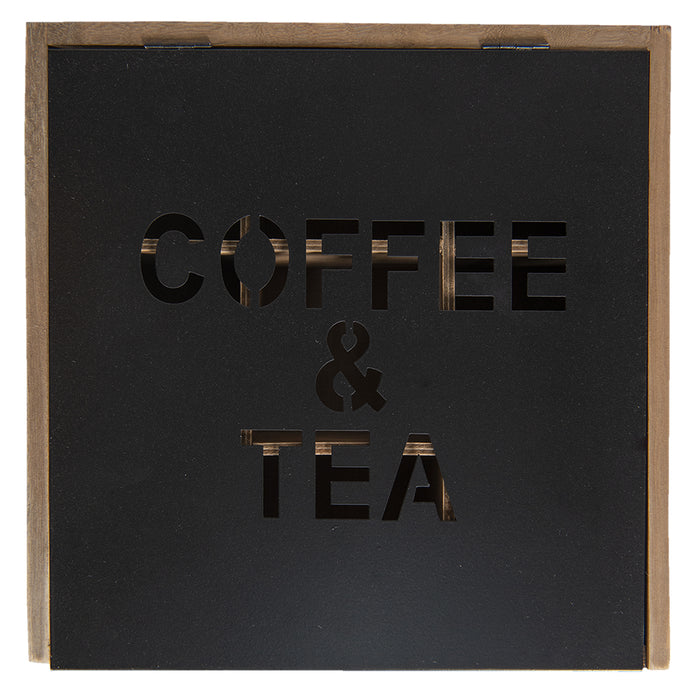 Clayre & Eef Theedoos 9 Vakken 24x25x8 cm Bruin Hout