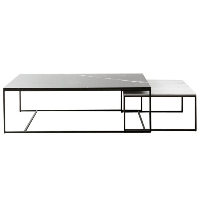 Furnified - Vierkante Marmeren Salontafel - Wit - Will - 70×70×36,5cm
