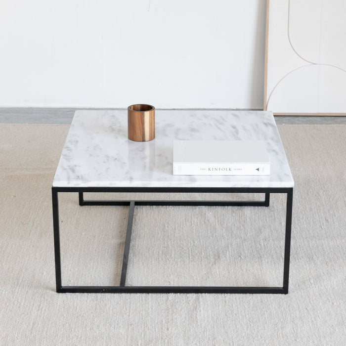 Furnified - Rechthoekige salontafel - Miles - Wit Marmer - 55cm