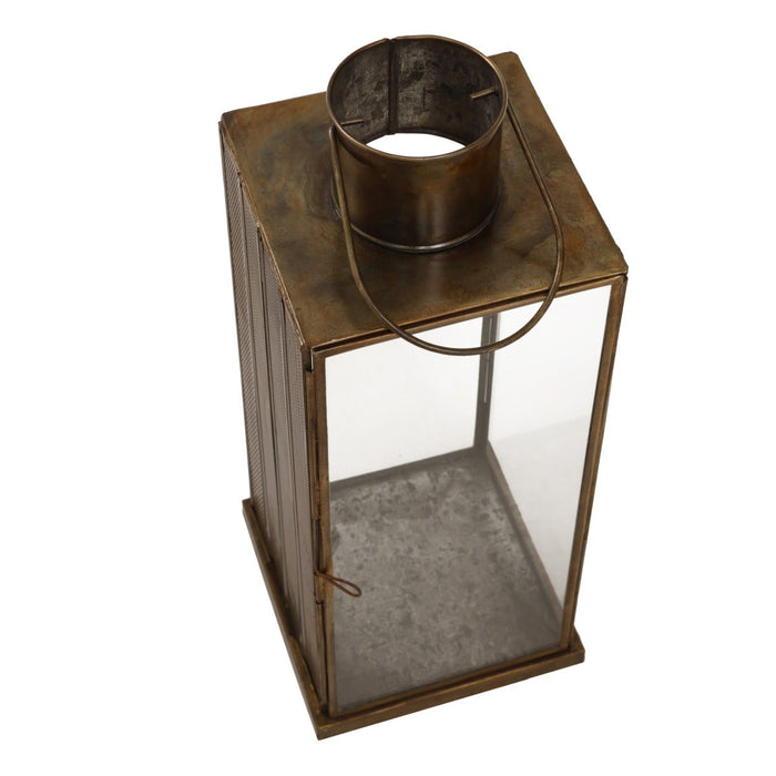 PTMD Erisha Rechthoekige Lantaarn - 42x15x15 cm - Metaal|Glas - Zwart