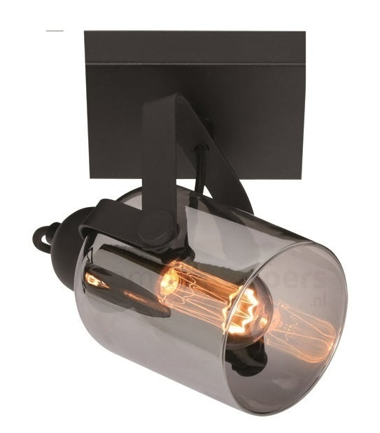 Freelight Spot Fumoso Zwart met Smoke Glas 1 Lichts