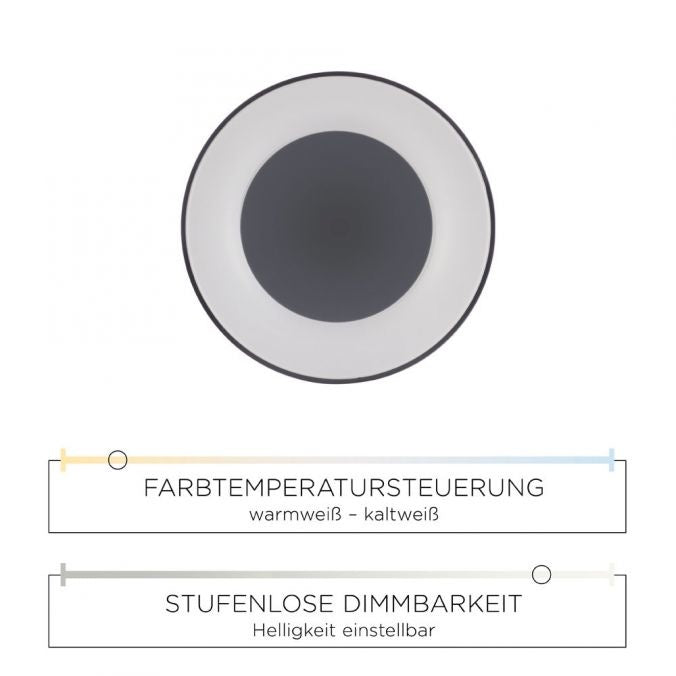 Paul Neuhaus Plafondlamp Anika Zwart 48cm Ø incl. Afstandsbediening