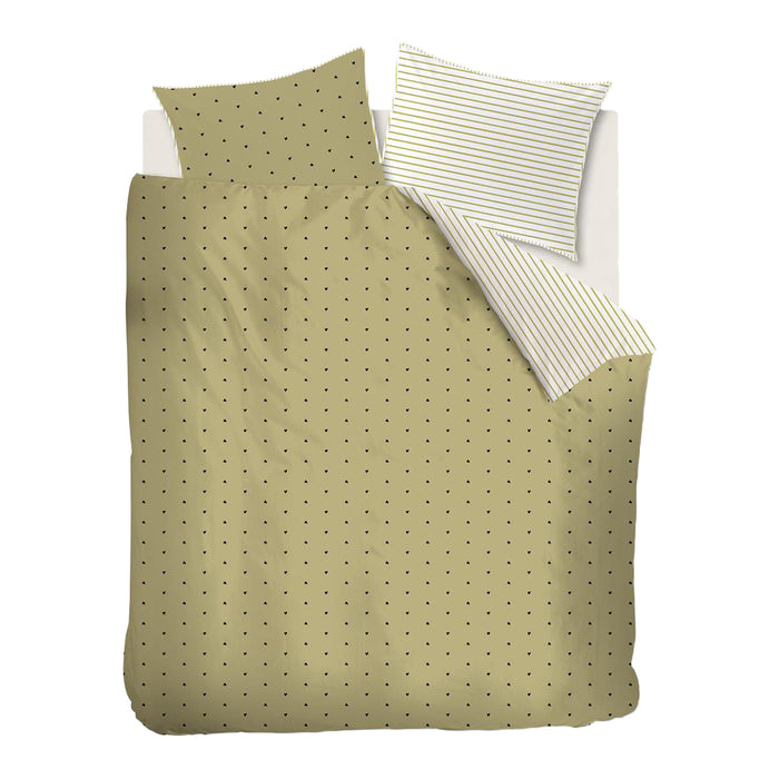 vtwonen Striped Hearts Dekbedovertrek 240 x 200/220 cm - Geel