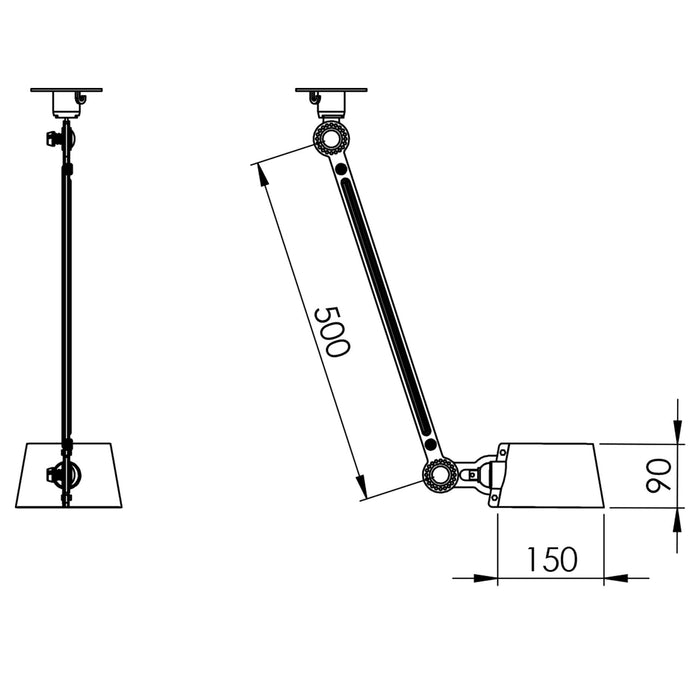 Tonone Bolt Sidefit 1 arm plafondlamp met stekker Midnight Grey