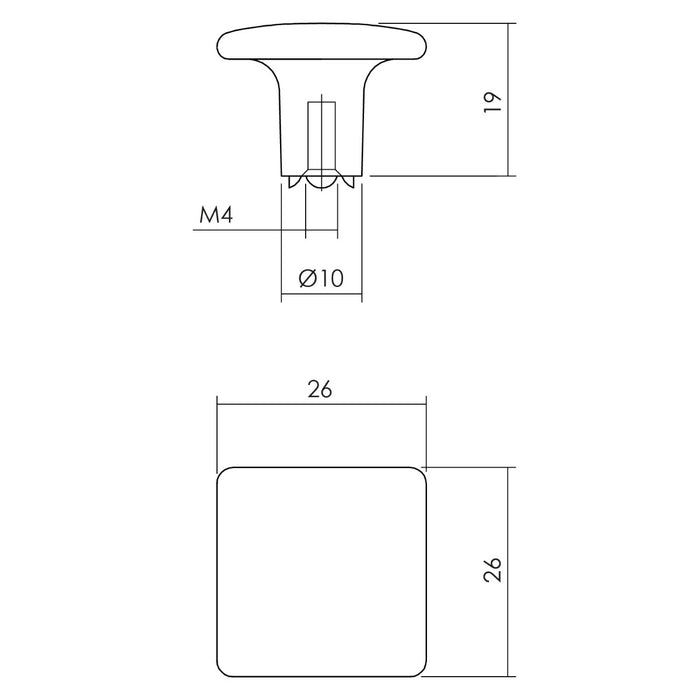 Intersteel Meubelknop vierkant 26 x 26 mm mat zwart