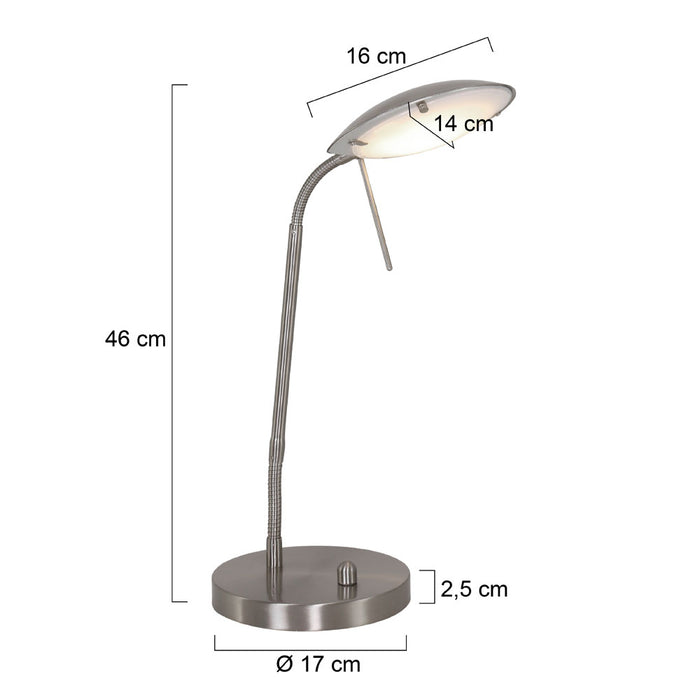 Mexlite - tafellamp - Eloi - staal - glas metaal - Ø 17cm - LED - 1315ST