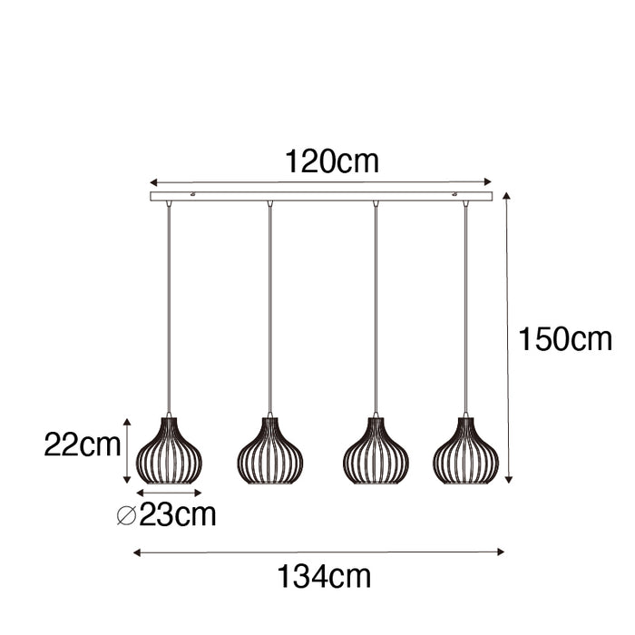 QAZQA Moderne hanglamp bruin 4-lichts - Saffira