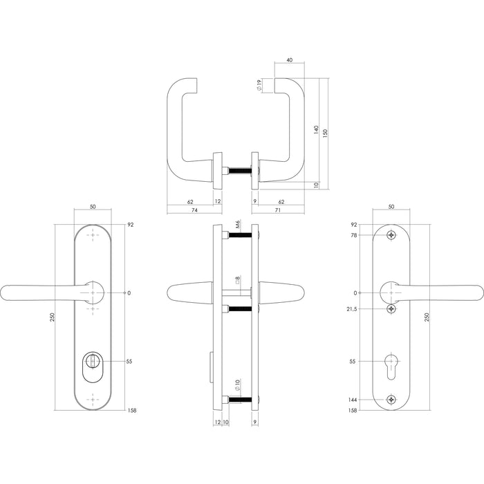 Intersteel Veiligheidsbeslag SKG*** kruk|kruk profielcilinder 55 mm