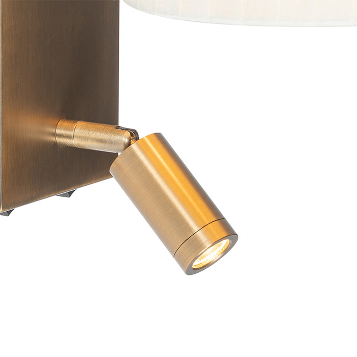 QAZQA Moderne wandlamp wit en brons met leeslamp - Renier