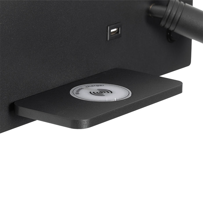 QAZQA Professional LED Wandlamp riza - Zwart - Modern - L 30cm