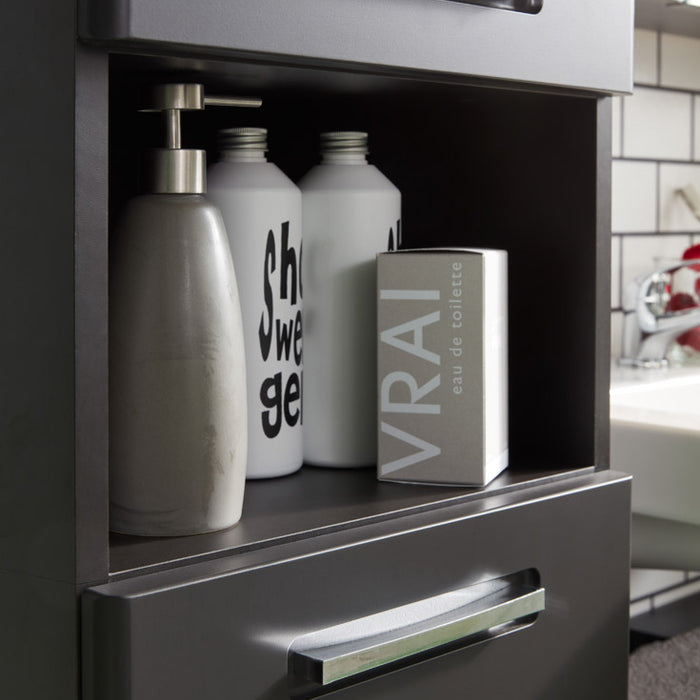 Hioshop Monte kolomkast 2 deuren, 1 lade, 1 open vak grijs, grijs