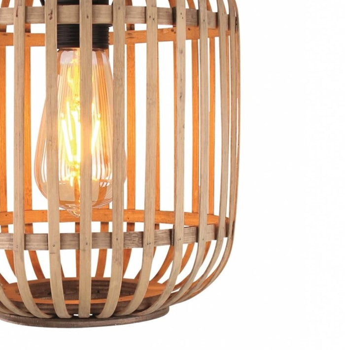 Freelight Hanglamp Malacca Mat Zwart & Rotan 1Lichts