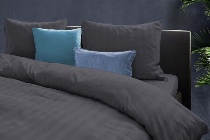 Elegance Dekbedovertrek Hotel Kwaliteit Satijn Streep antraciet