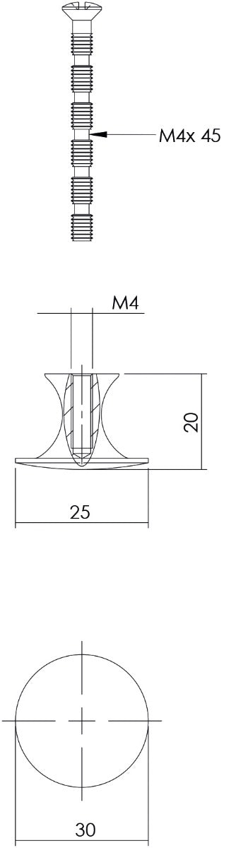 Intersteel Meubelknop glad ø30 mm messing antiek