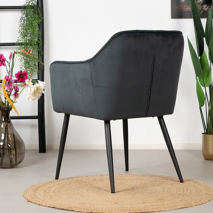 Bronx71 Velvet eetkamerstoel Fiona antraciet