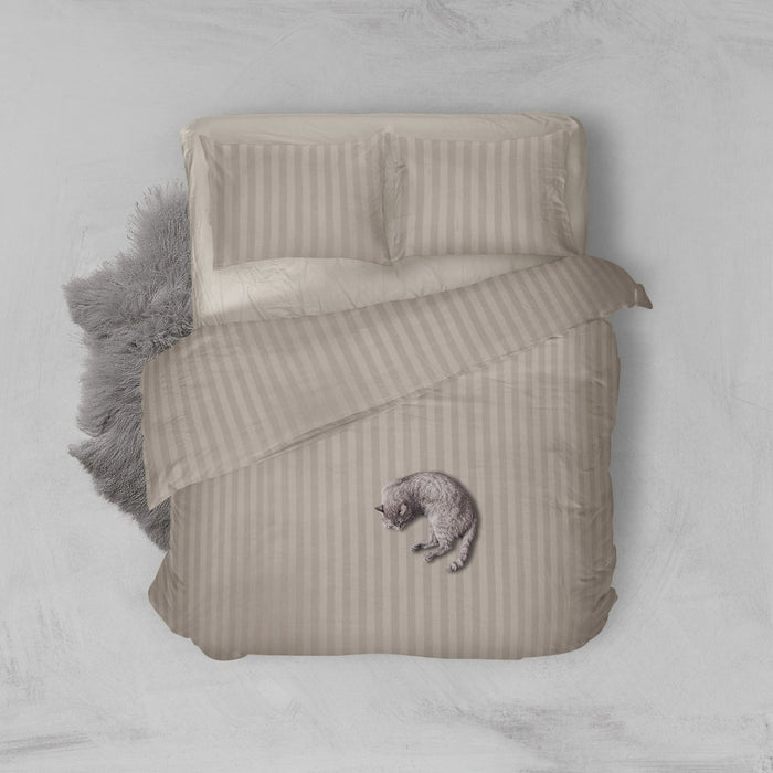 Elegance Dekbedovertrek Hotel Kwaliteit Satijn Streep zand