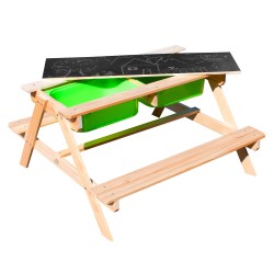 Sunny Dual Top 2.0 Sand & Water Picnic Table with Green bins