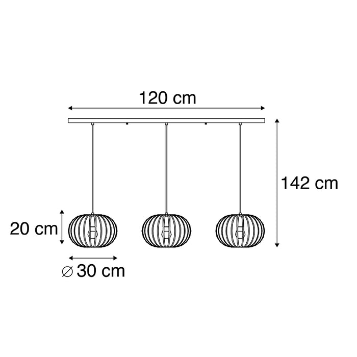 QAZQA Hanglamp johanna - Goud|messing - Design - L 1200mm