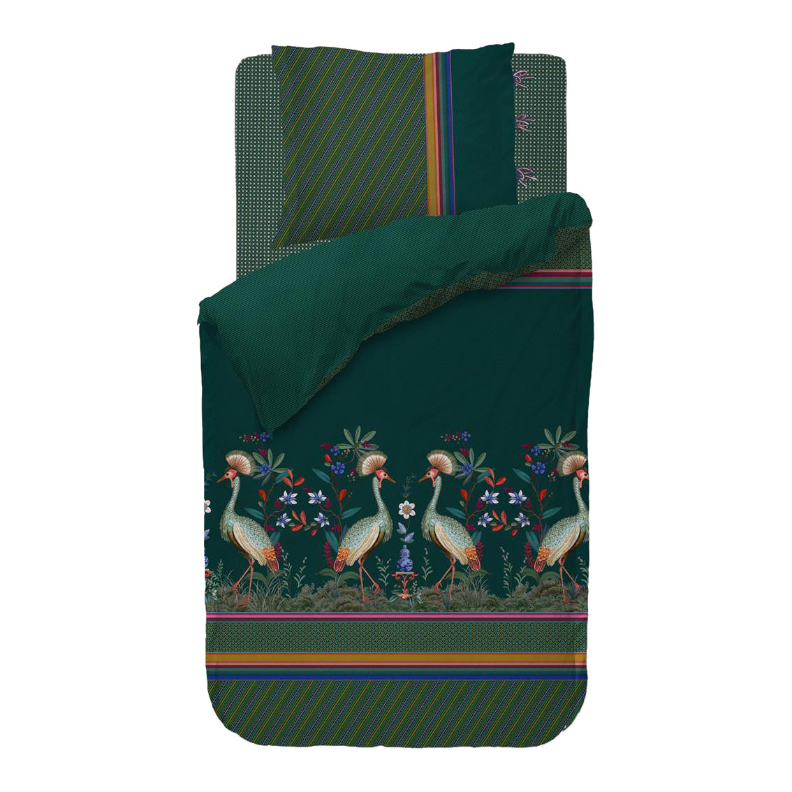 Pip Studio Birds in a Row Dekbedovertrek 140 x 220 cm - Groen