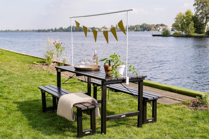 Inklapbare picknickset Riga 200 cm blackwash