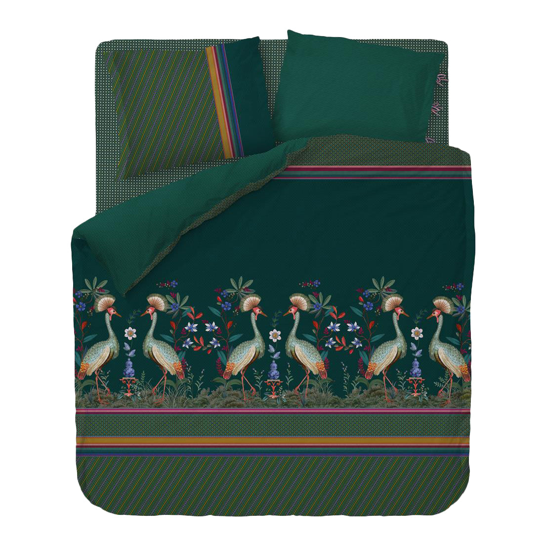 Pip Studio Birds in a Row Dekbedovertrek 200 x 220 cm - Groen