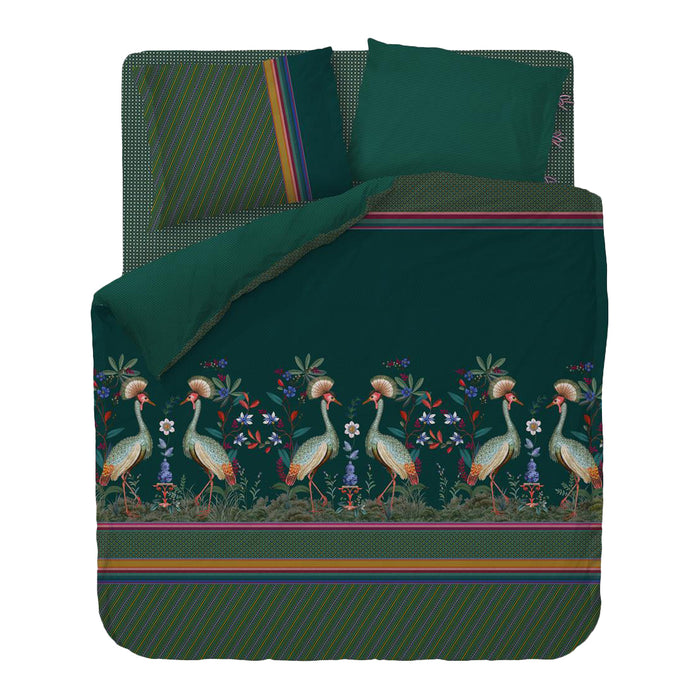 Pip Studio Birds in a Row Dekbedovertrek 200 x 220 cm - Groen