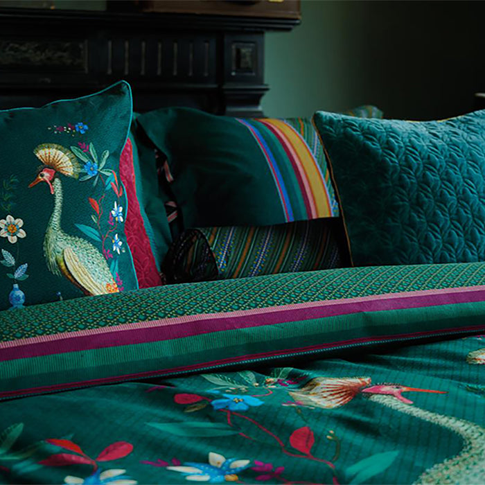 Pip Studio Birds in a Row Dekbedovertrek 240 x 220 cm - Groen