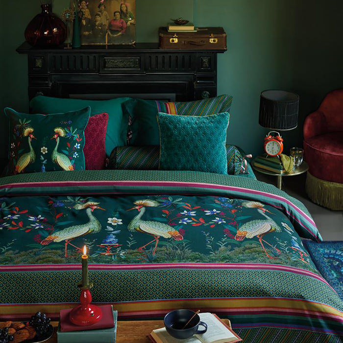 Pip Studio Birds in a Row Dekbedovertrek 240 x 220 cm - Groen