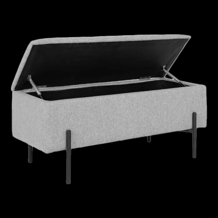 Artichok Marlou gestoffeerd bankje met opbergruimte lichtgrijs - 95 x