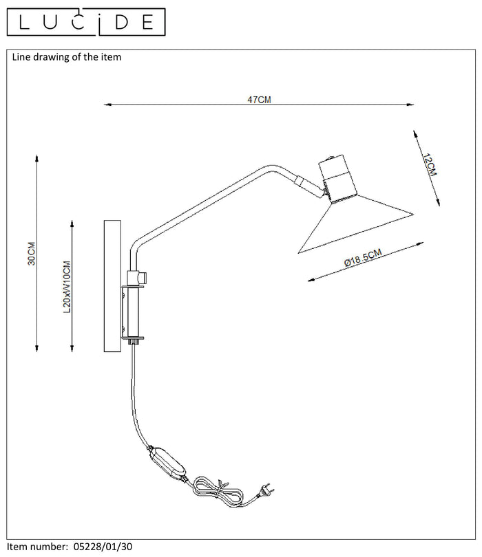 Lucide PEPIJN Wandlamp - Zwart