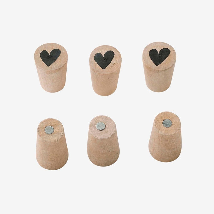 vtwonen Magneten Hout Set van 6 - Kegel met Hart