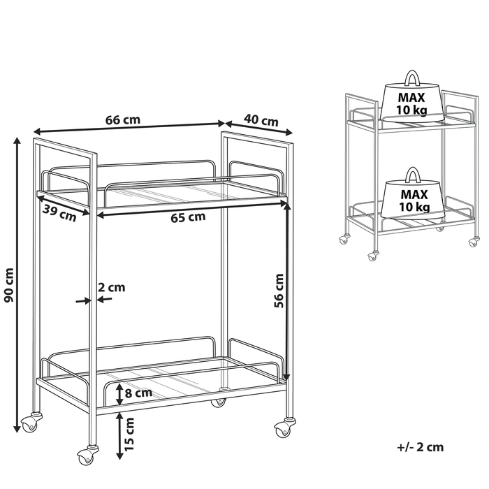 Beliani - VENETA - Keukentrolley - Goud - Metaal