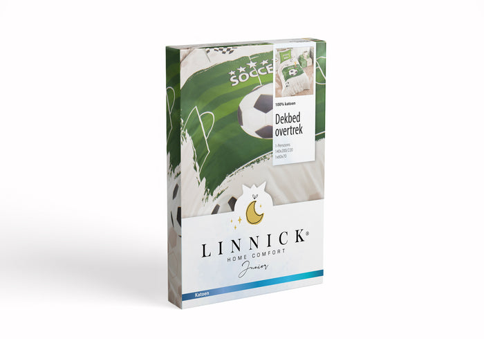 LINNICK Kinder Dekbedovertrek  katoen Soccer - green 140x200cm