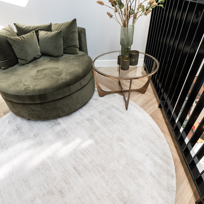 Interieur05 Vloerkleed Felva Zilver|Grijs Rond Viscose 180 cm