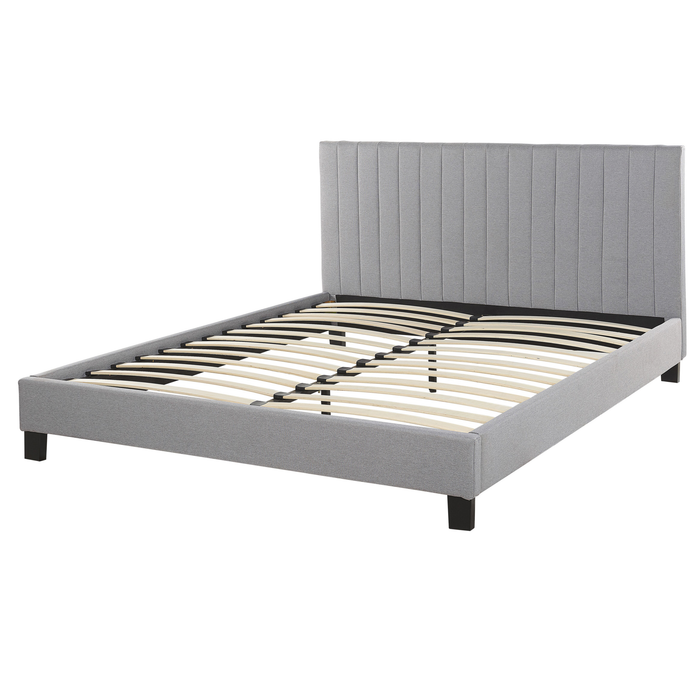 Beliani-POITIERS -Tweepersoonsbed-Lichtgrijs-160 x 200 cm-Polyester