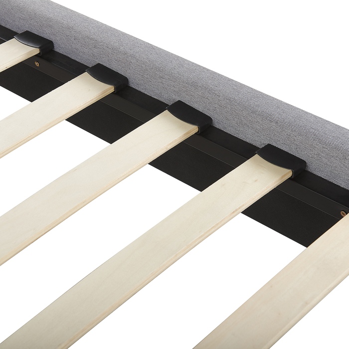 Beliani-POITIERS -Tweepersoonsbed-Lichtgrijs-160 x 200 cm-Polyester