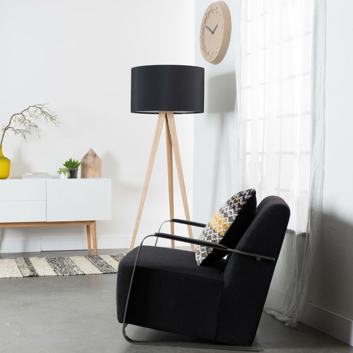 Zuiver Tripod Vloerlamp - Zwart / Naturel