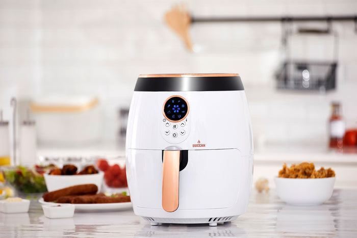 Buccan - Airfryer 3.2 Liter - Hetelucht friteuse - wit met roségoud