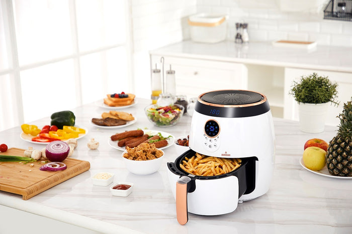 Buccan - Airfryer 3.2 Liter - Hetelucht friteuse - wit met roségoud