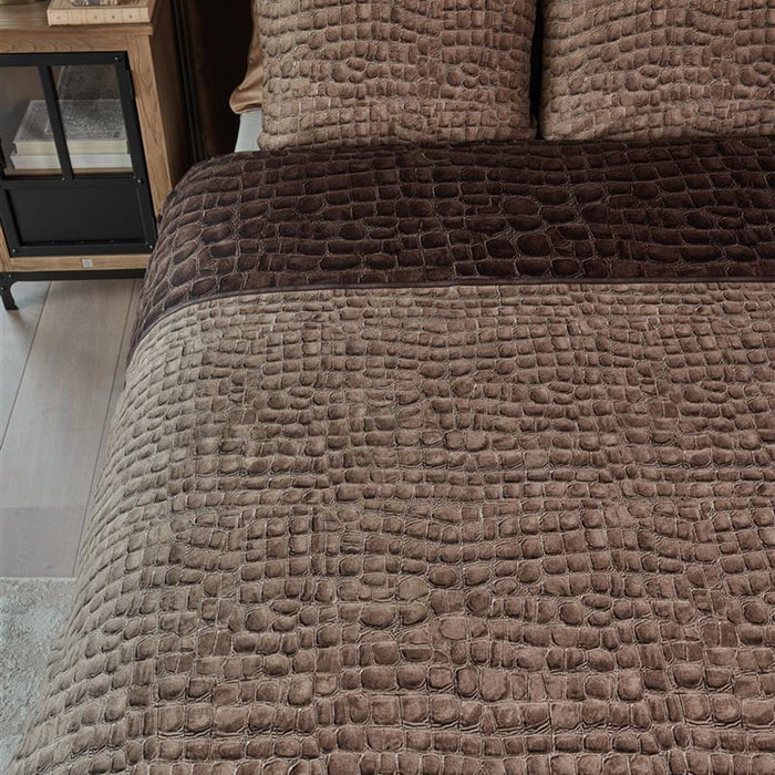 Rivièra Maison Croco Dekbedovertrek 140 x 220 cm - Bruin