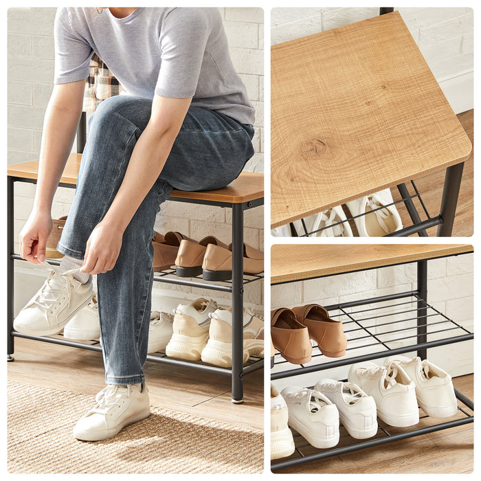 O'DADDY® kapstok staand - schoenenrek - 9 haken - 70x32x175 mangohout