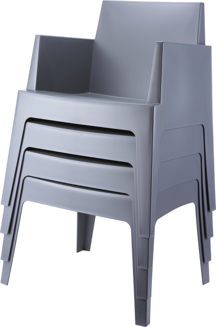 VDG Siesta Box stapelbare stoel - Donkergrijs